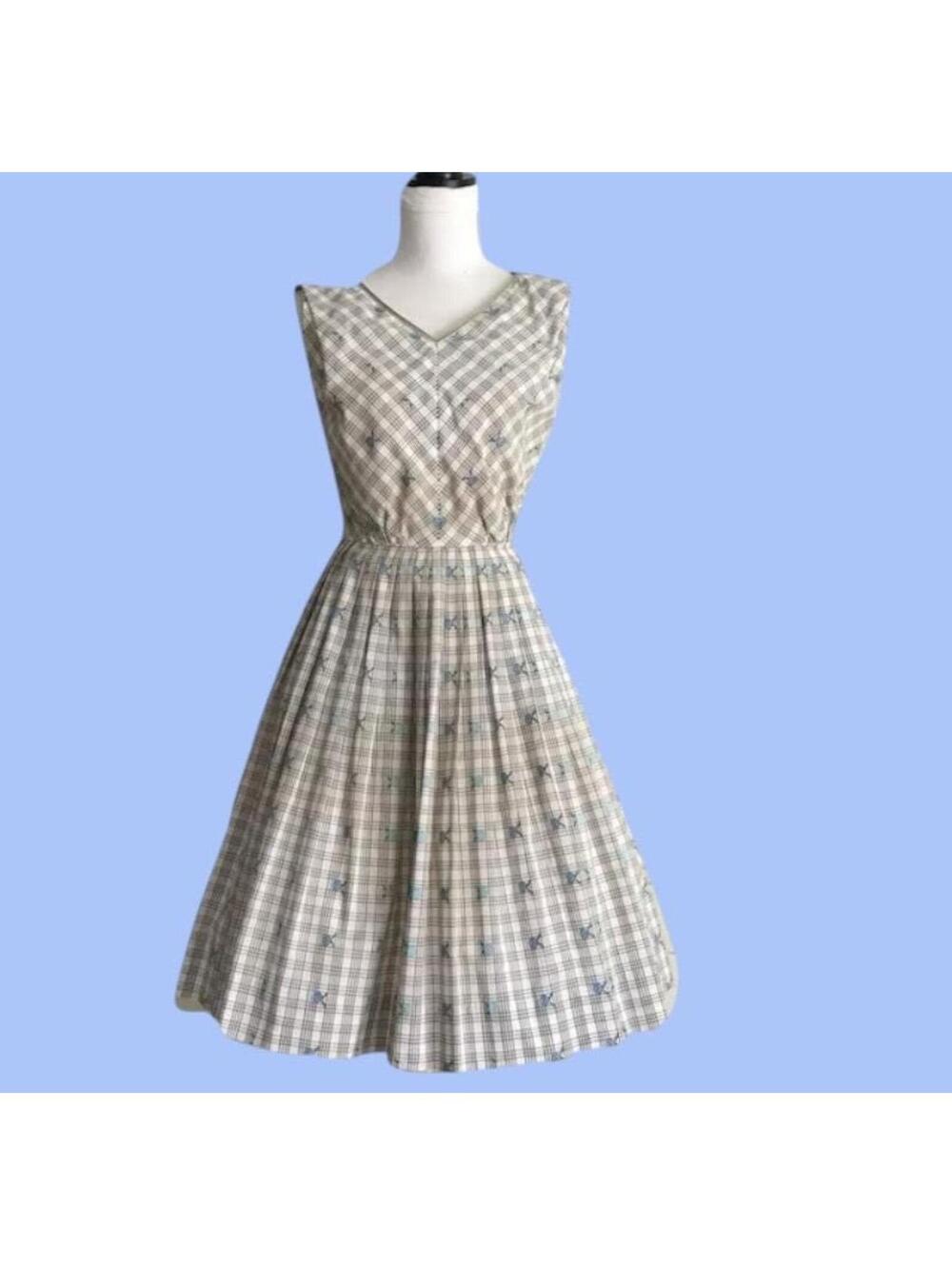 Vintage 1950s Cotton Sundress: R & K Originals Sleeveless Day Dress
